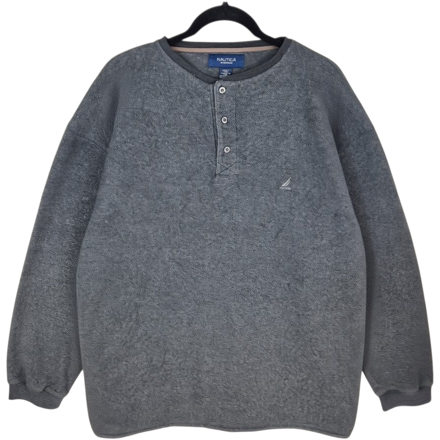 Nautica Sleepwear Dark Grey Quarter Button Fleece Jumper Size XL