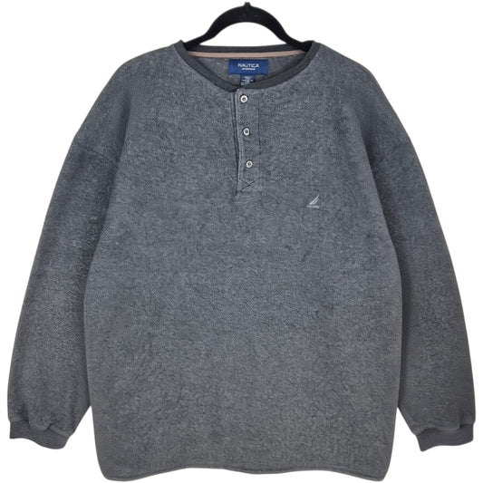 Nautica Sleepwear Dark Grey Quarter Button Fleece Jumper Size XL