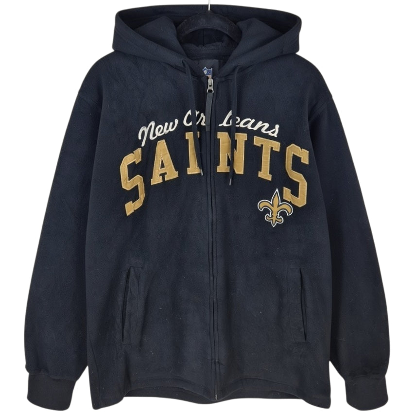 NFL New Orleans Saints Black Embroidered Fleece Zip Hoodie Size M