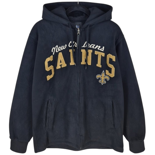 NFL New Orleans Saints Black Embroidered Fleece Zip Hoodie Size M