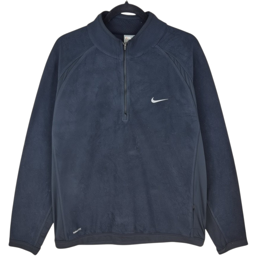 Vintage Nike 2000's Black Quarter Zip Fleece Jumper Size XL