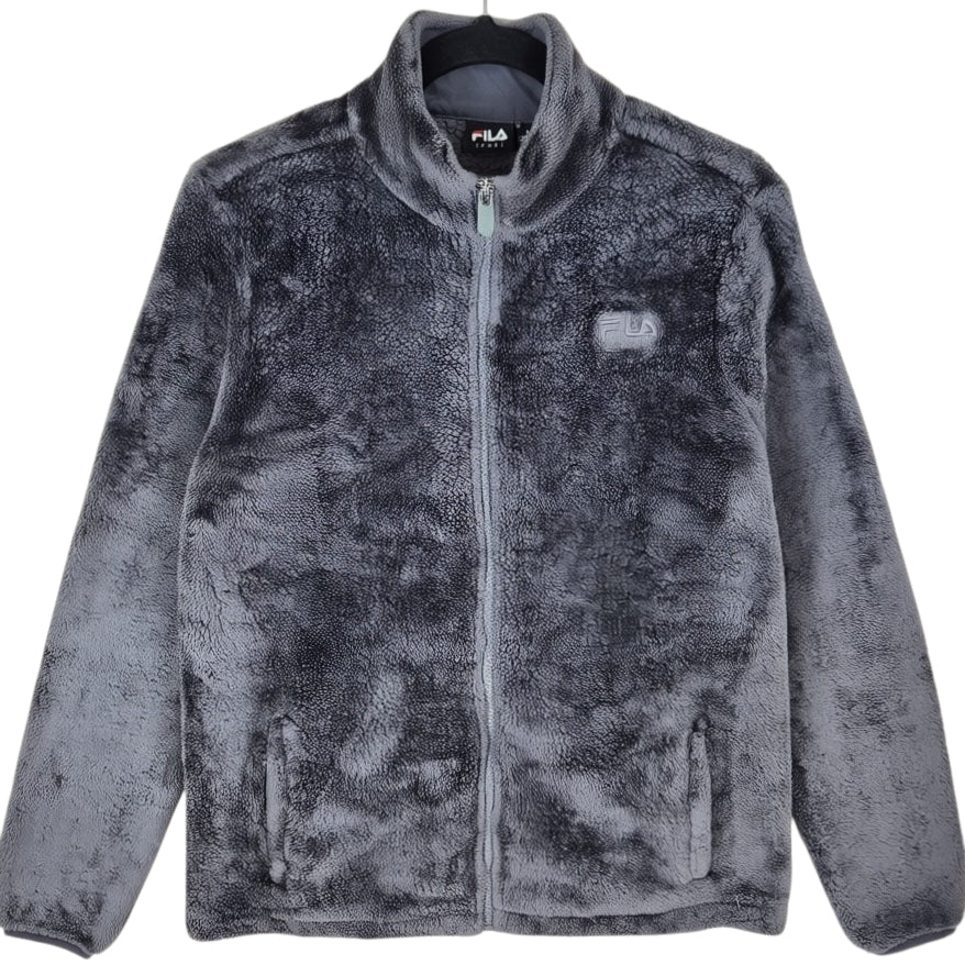 FILA Sport Womens Dark Grey Mink Fleece Zip Jumper Size L