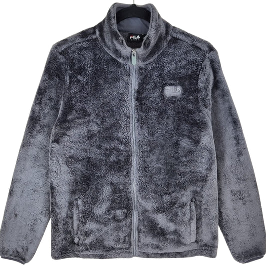 FILA Sport Womens Dark Grey Mink Fleece Zip Jumper Size L