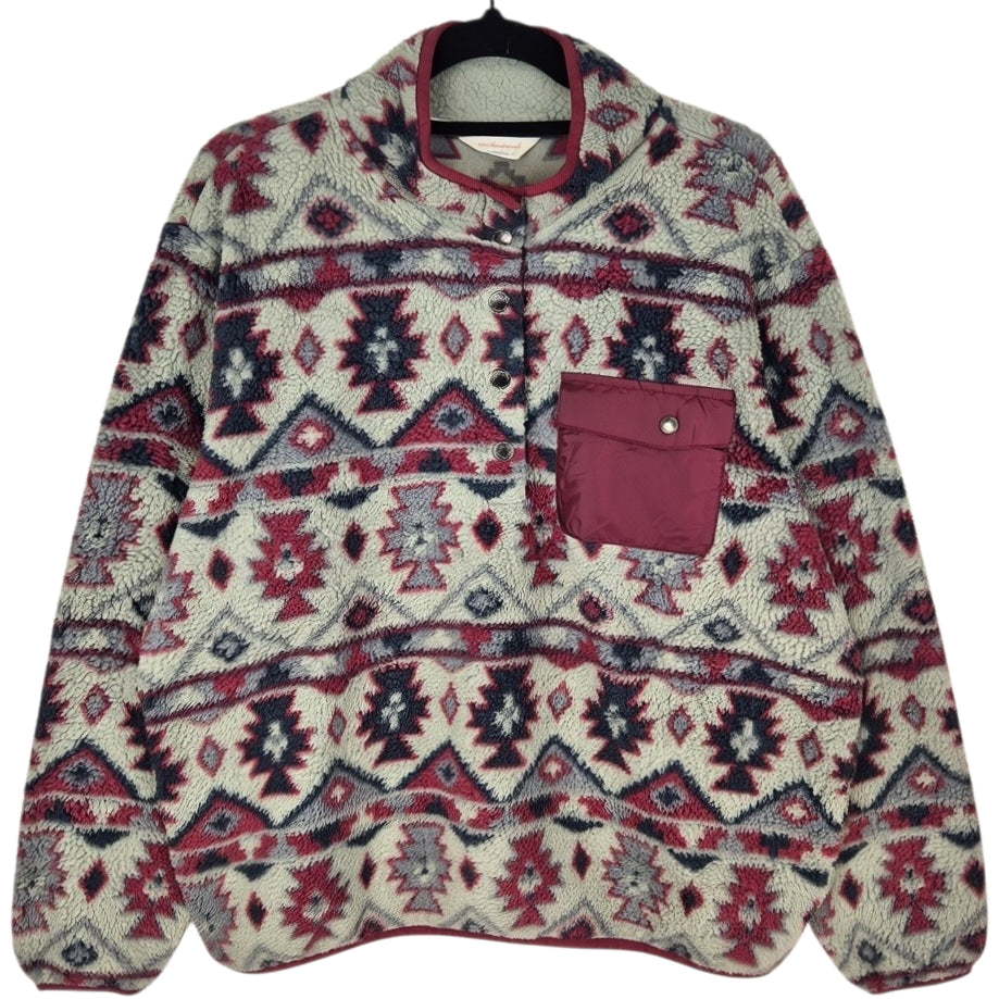 Weatherproof Vintage Grey & Red Quarter Button Fleece Jumper Size XL