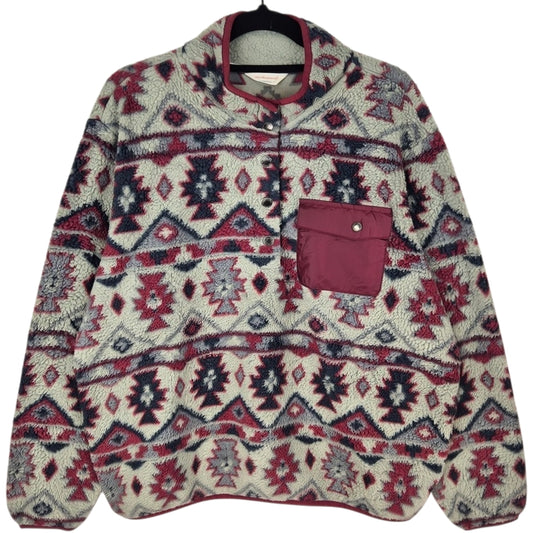 Weatherproof Vintage Grey & Red Quarter Button Fleece Jumper Size XL