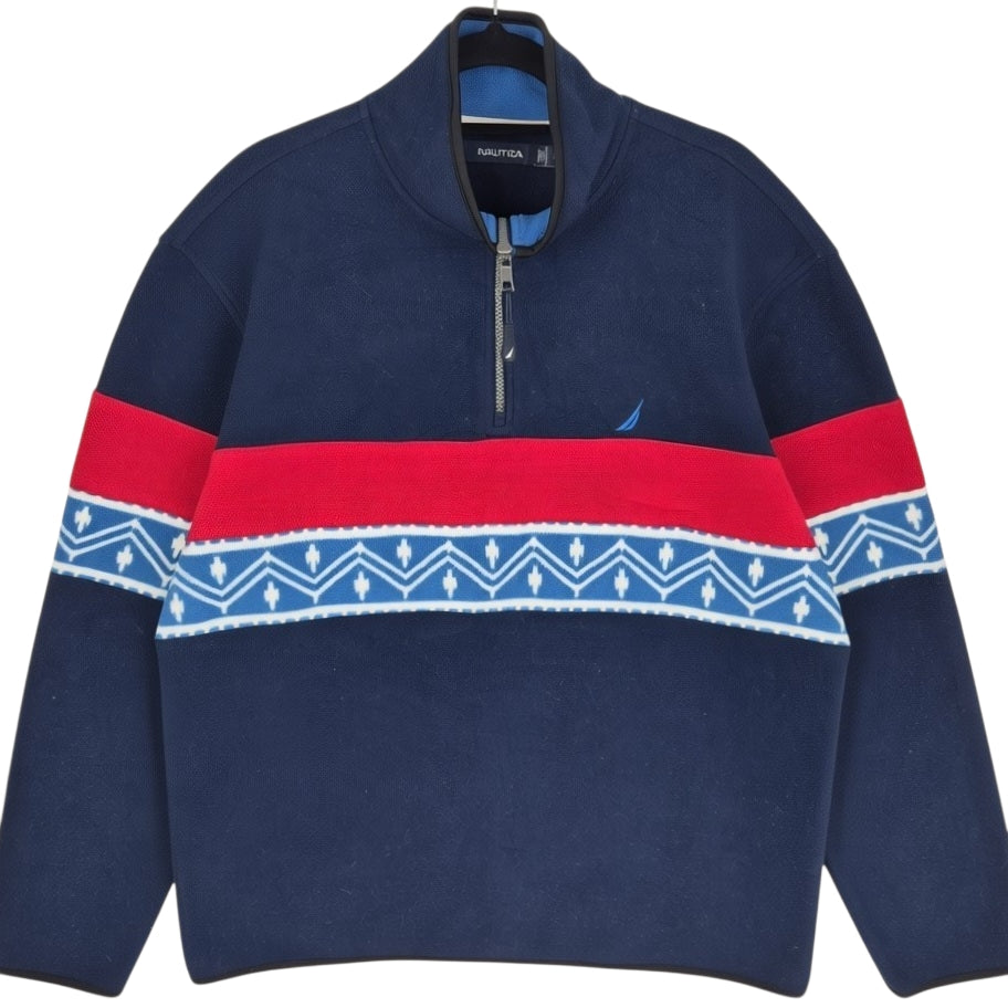 Nautica Dark Blue Quarter Zip Fleece Jumper Size XL