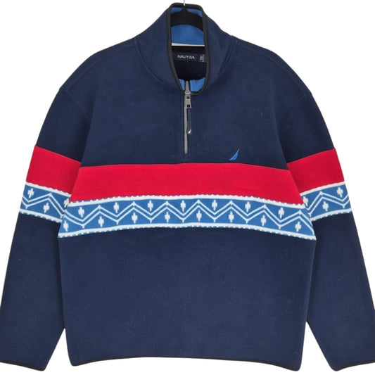 Nautica Dark Blue Quarter Zip Fleece Jumper Size XL