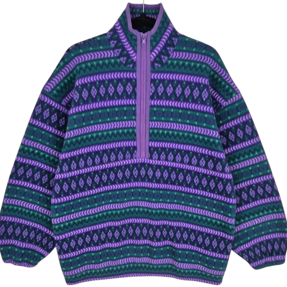 Vintage 90's Purple Quarter Zip Fleece Jumper Size L