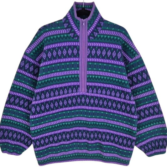Vintage 90's Purple Quarter Zip Fleece Jumper Size L