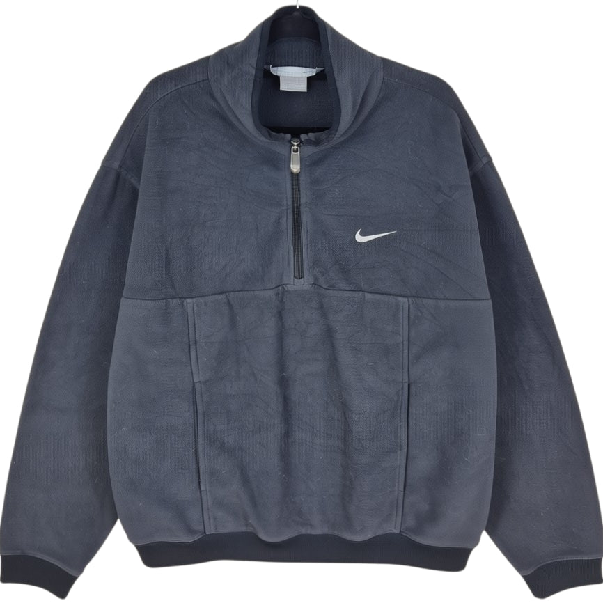 Vintage Nike 2000's Black Quarter Zip Fleece Jumper Size L