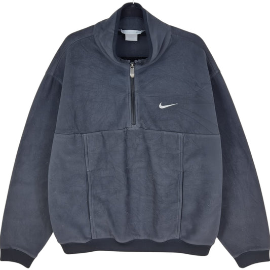Vintage Nike 2000's Black Quarter Zip Fleece Jumper Size L