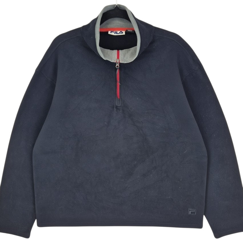 FILA Black Quarter Zip Fleece Jumper Size XL
