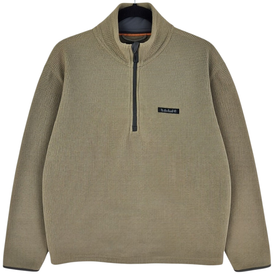 Timberland Khaki Green Quarter Zip Fleece Jumper Size L