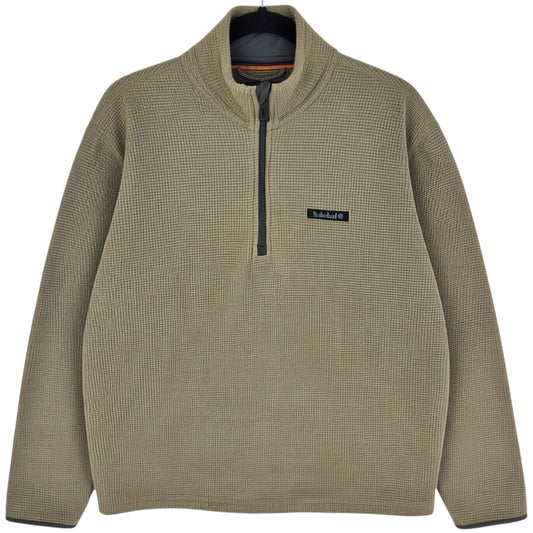 Timberland Khaki Green Quarter Zip Fleece Jumper Size L