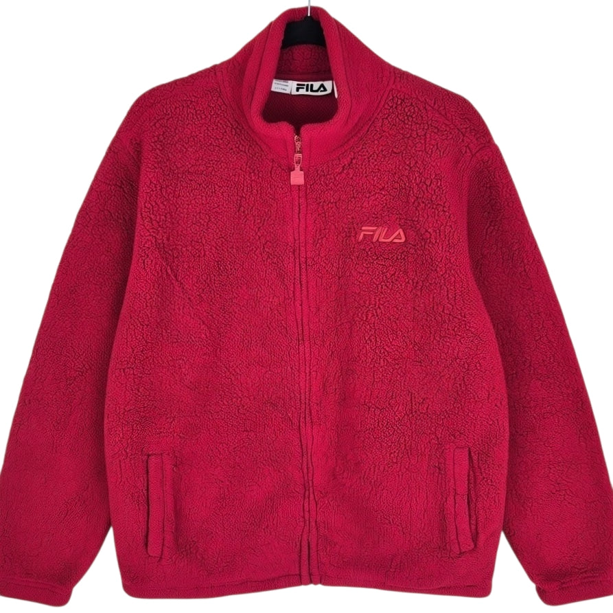 FILA Red Fleece Zip Jumper Size L