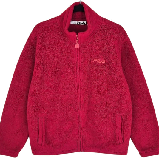 FILA Red Fleece Zip Jumper Size L