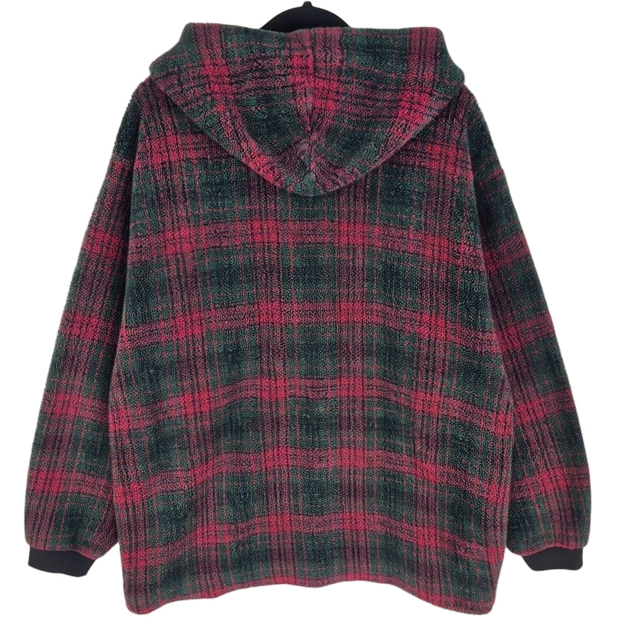 Vintage Authentic Gap Clothing 90's Red & Green USA Made Fleece Hoodie Size L