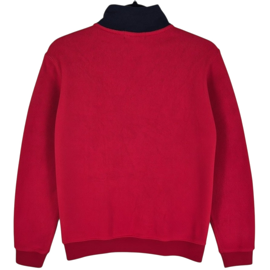 Polo Ralph Lauren Red Embroidered Quarter Zip Fleece Jumper Size S