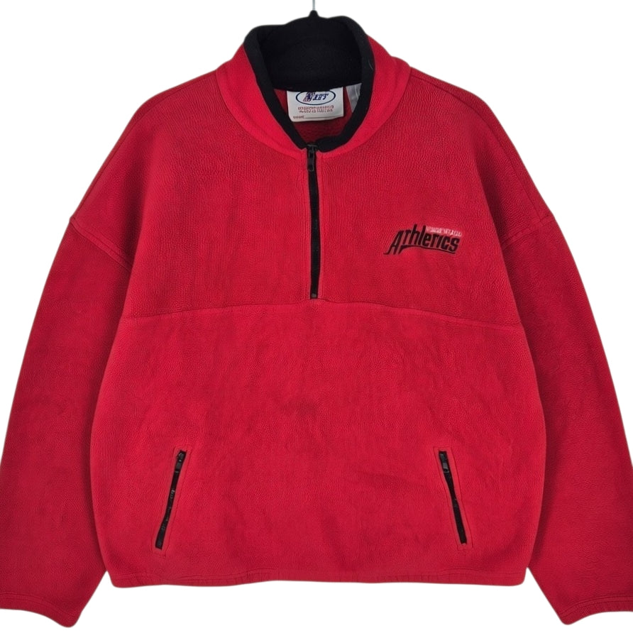 Vintage Edgewood Athletics 90's Red Quarter Zip Fleece Jumper Size XL