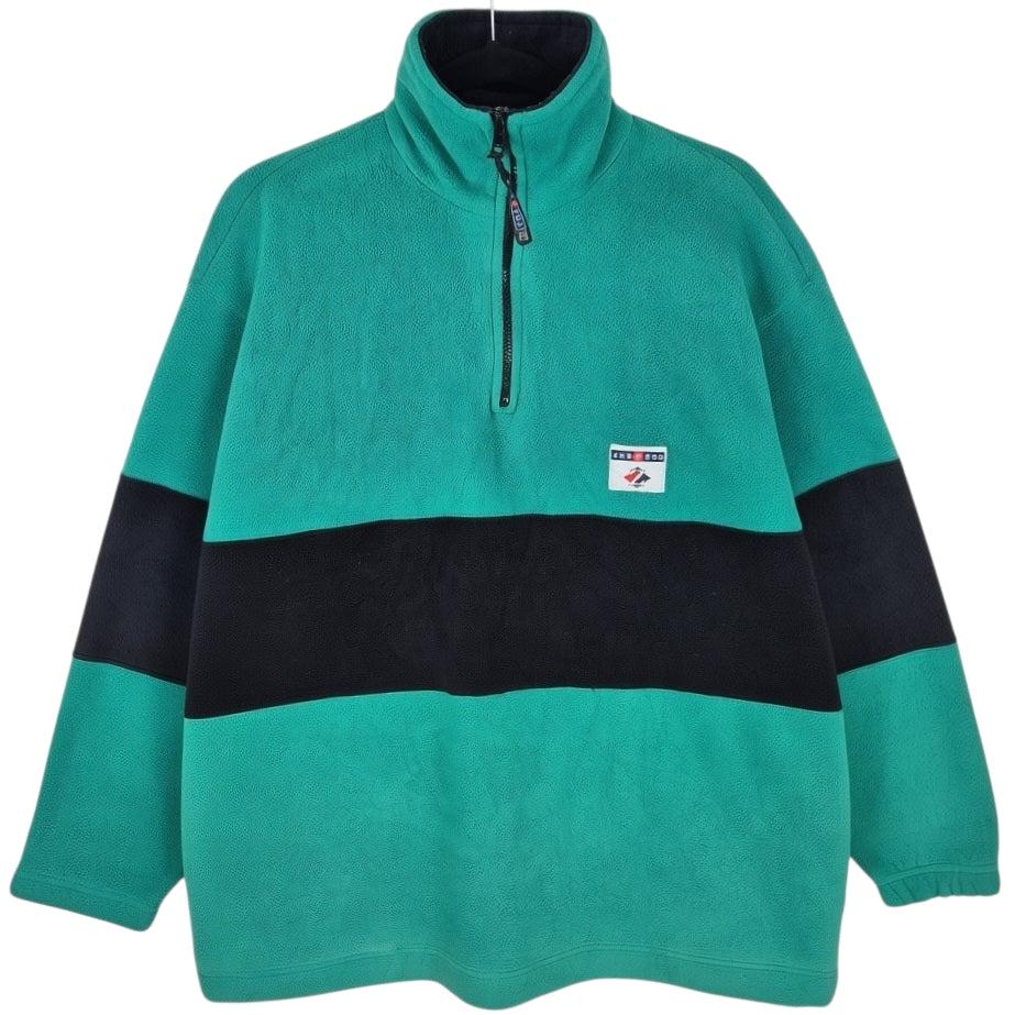 Vintage Jerzees 90's Green Quarter Zip Fleece Jumper Size L
