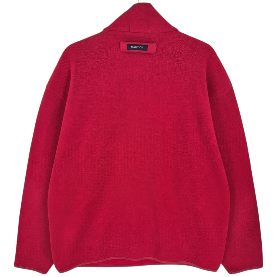 Vintage Nautica Red Quarter Zip Fleece Jumper Size XL