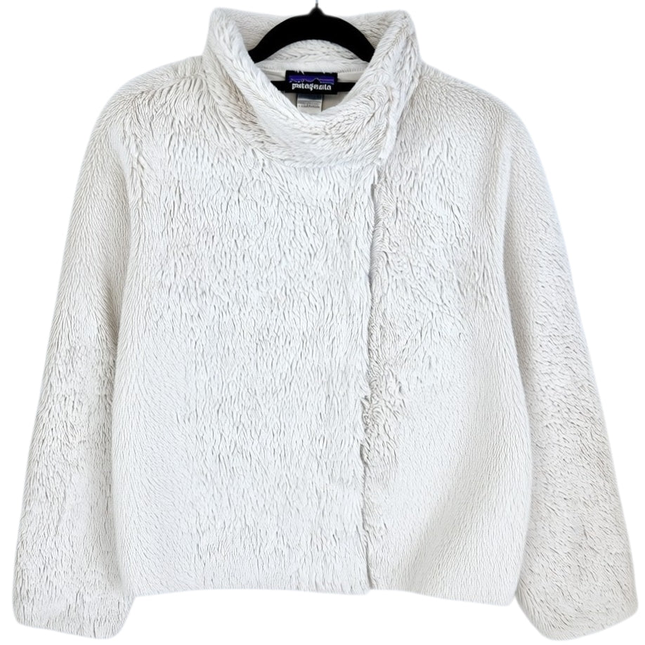 Patagonia Womens Cream White Mink Fleece Zip Jumper Size S