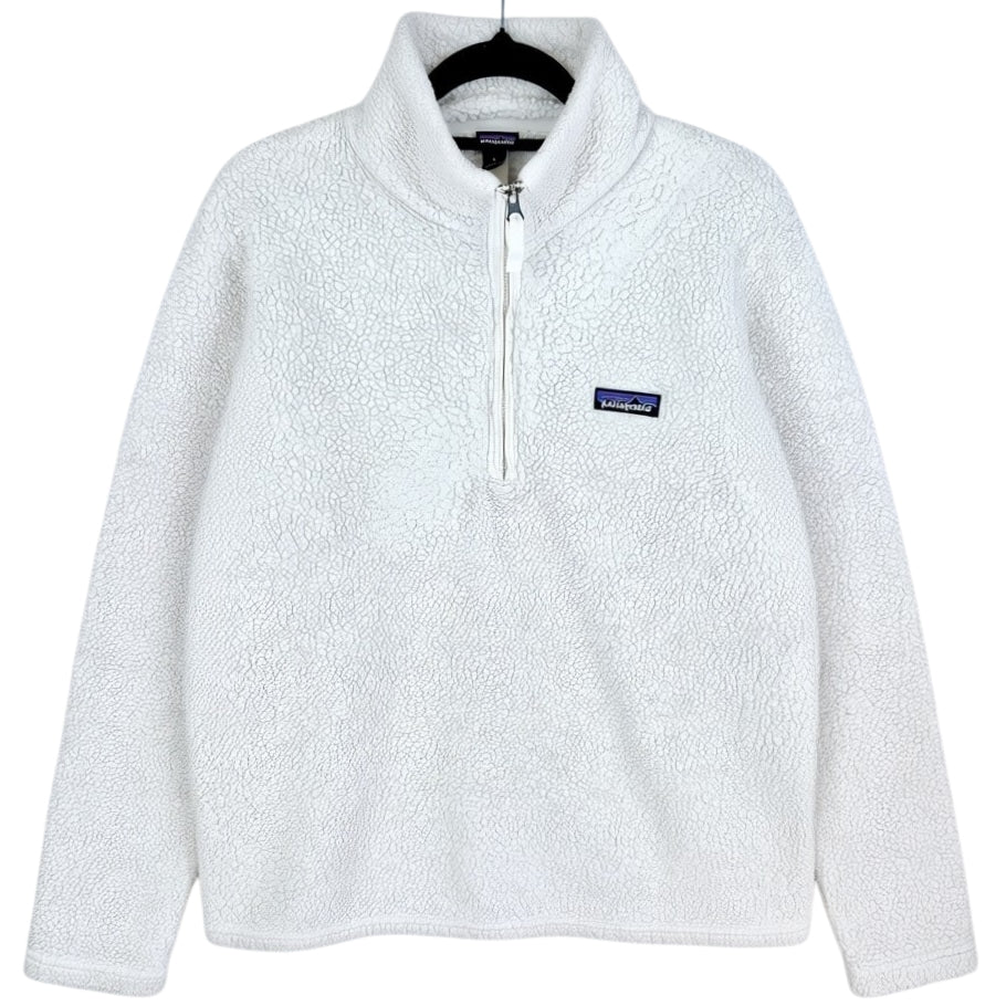 Patagonia Womens White Quarter Zip Sherpa Fleece Jumper Size L
