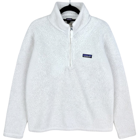 Patagonia Womens White Quarter Zip Sherpa Fleece Jumper Size L
