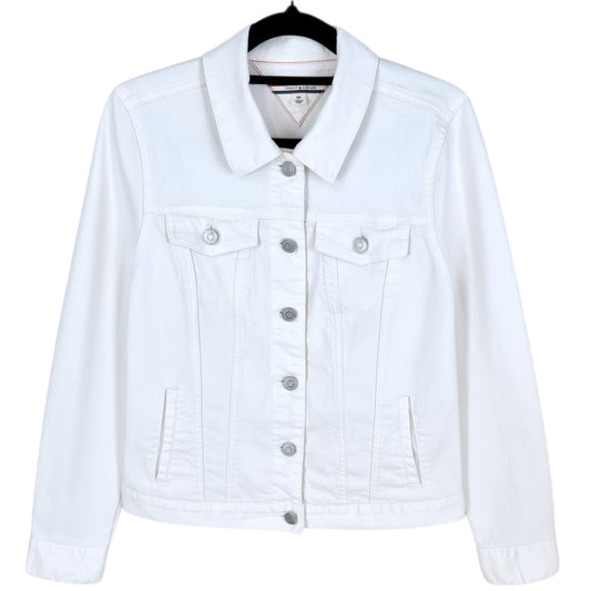 Tommy Hilfiger Womens White Stretch Denim Jacket Size S