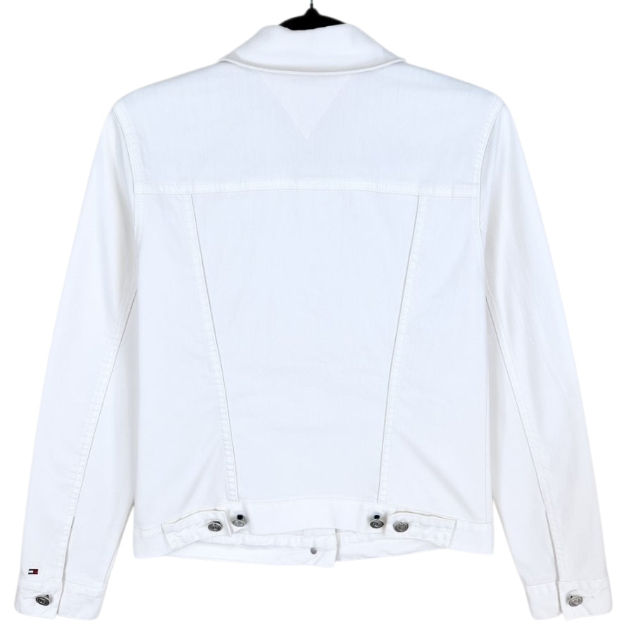 Tommy Hilfiger Womens White Stretch Denim Jacket Size S