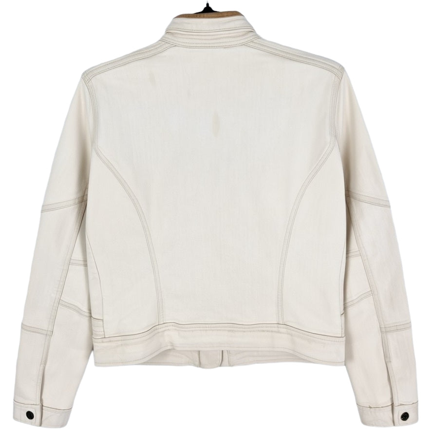 Ralph Lauren Green Label Womens Cream Brown Stretch Denim Jacket Size S