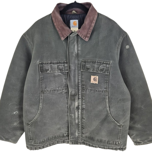 Vintage Carhartt 90's Khaki Green Extra Heavy Quilted Denim Jacket Size L