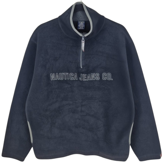 Vintage Nautica Jeans 90's Black USA Made Fleece Jumper Size XL