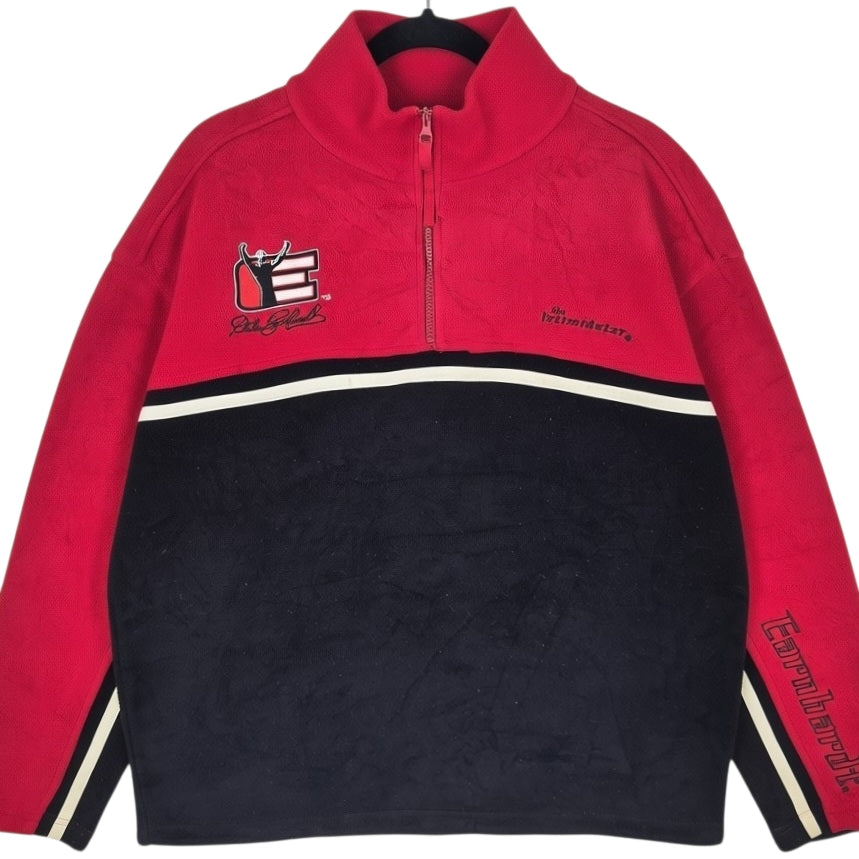 Vintage NASCAR Dale Earnhardt Jr Black & Red Fleece Zip Jumper Size L