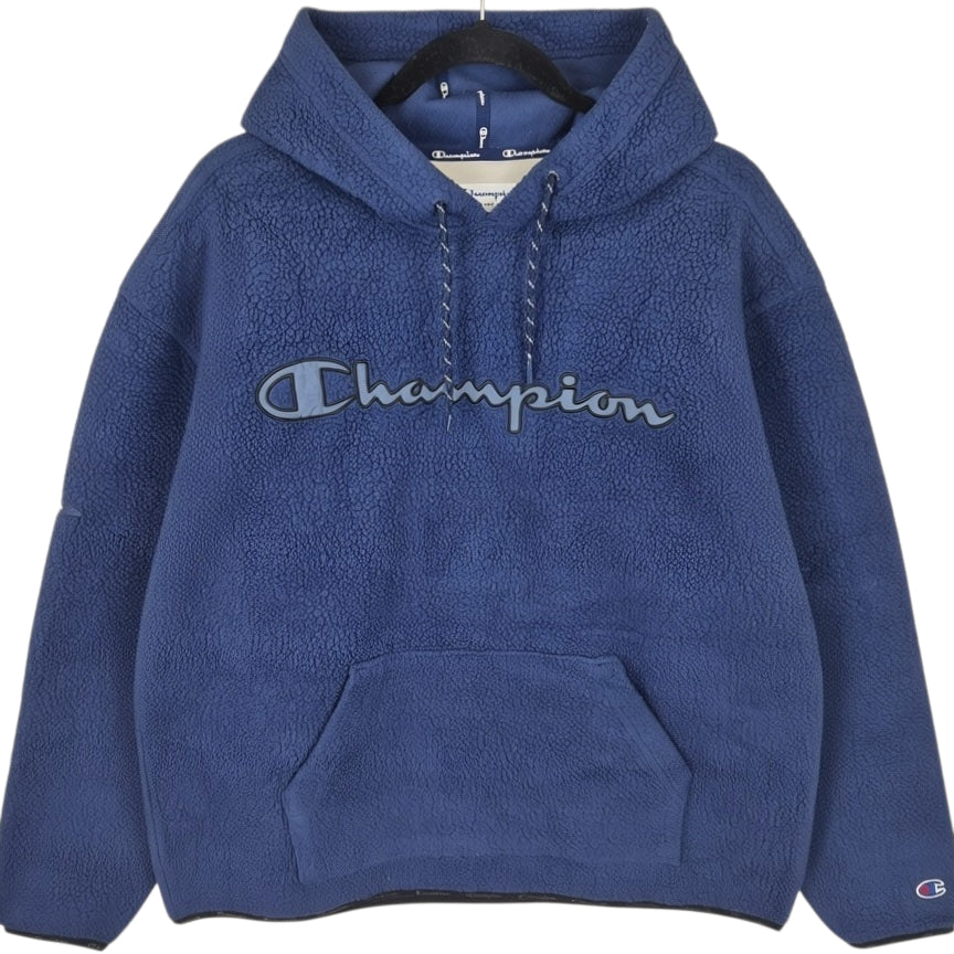 Champion Dark Blue Embroidered Fleece Hoodie Size L