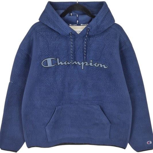 Champion Dark Blue Embroidered Fleece Hoodie Size L