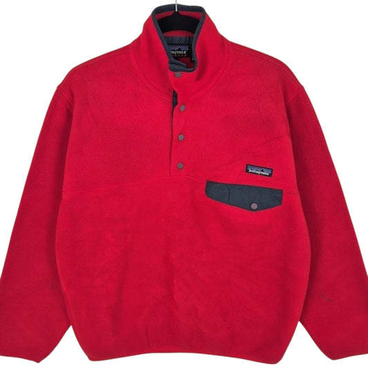 Vintage Patagonia 90's Red Quarter Button Fleece Jumper Size S
