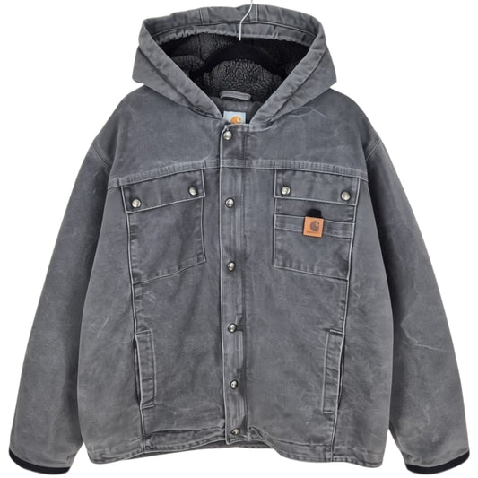 Carhartt Grey Extra Heavy Fleece Insulated Denim Jacket Size XL