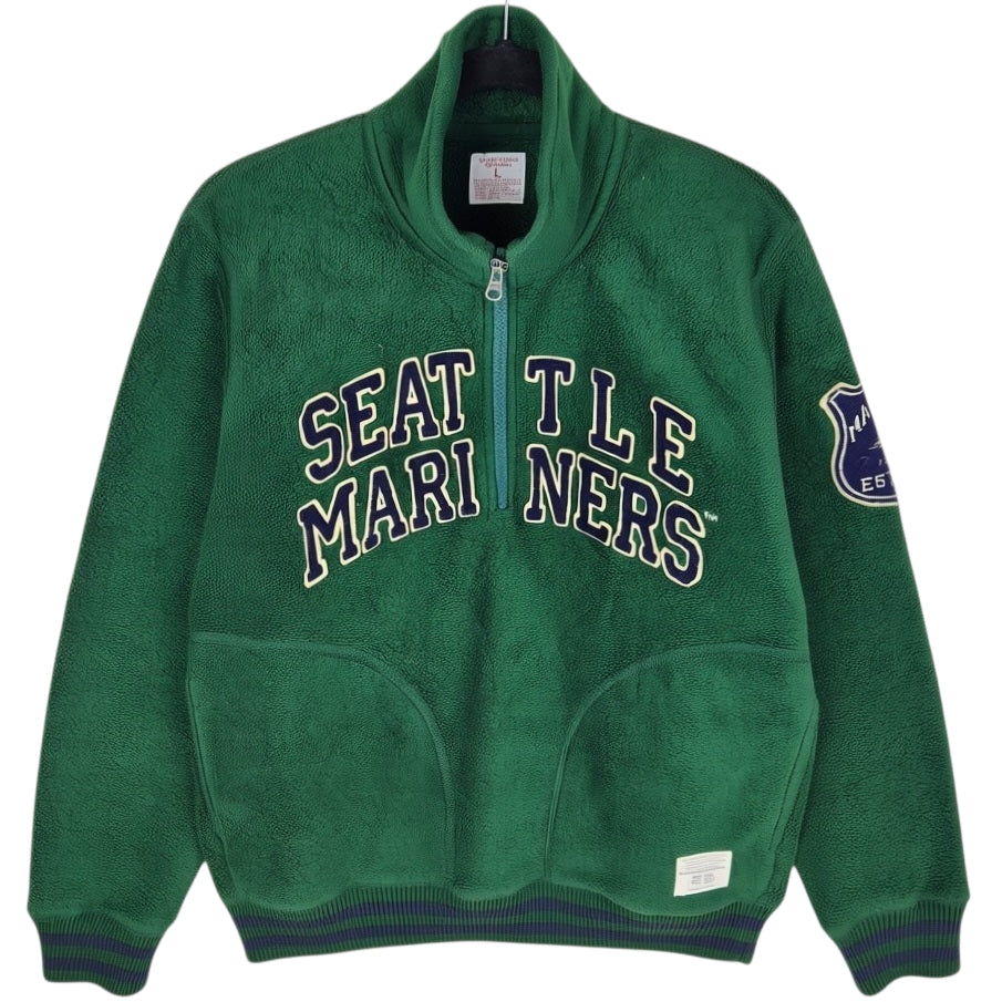 Uniqlo Seattle Mariners Green Quarter Zip Embroidered Fleece Jumper Size L