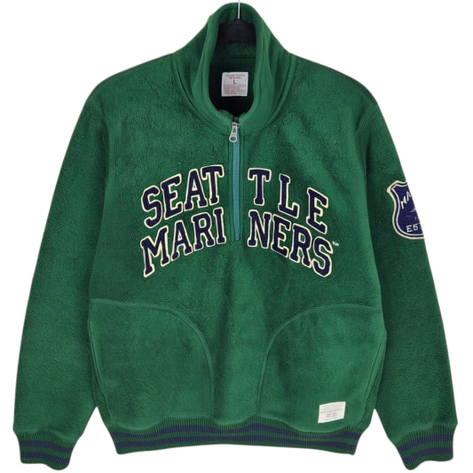 Uniqlo Seattle Mariners Green Quarter Zip Embroidered Fleece Jumper Size L