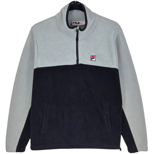 FILA Black & Grey Quarter Zip Fleece Jumper Size S