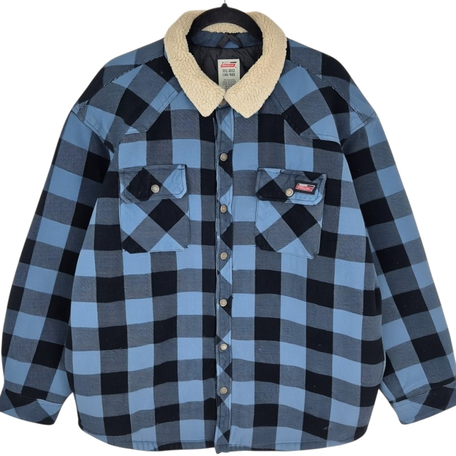 Dickies Black & Blue Checkered Quilted Button Jacket Size XL