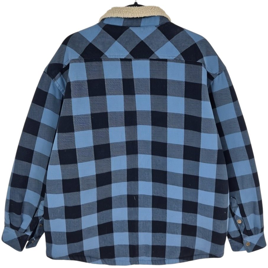 Dickies Black & Blue Checkered Quilted Button Jacket Size XL