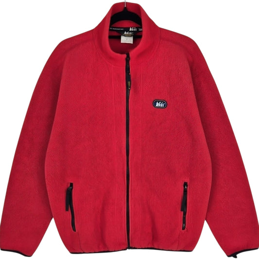 Vintage REI Sportswear 90's Red USA Made Fleece Zip Jumper Size M
