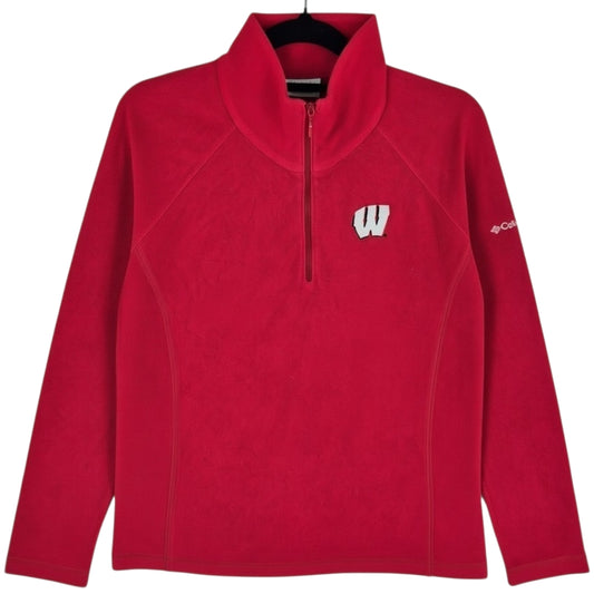 Columbia Wisconsin Badgers Womens Red Quarter Zip Fleece Jumper Size S