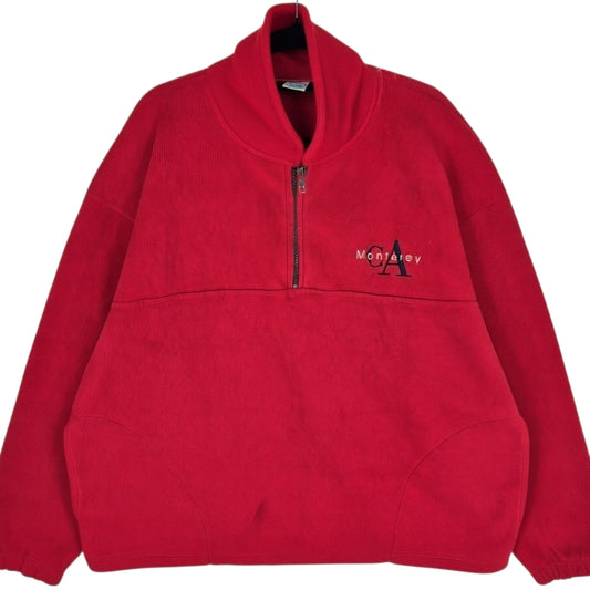 Vintage 80's Monterey California Red USA Made Fleece Jumper Size L