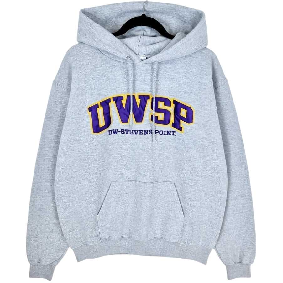 Champion UW Stevens Point Light Grey Embroidered Hoodie Size L