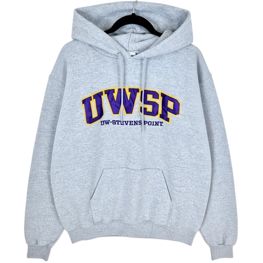 Champion UW Stevens Point Light Grey Embroidered Hoodie Size L