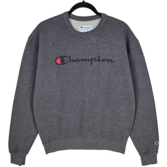 Champion Grey Crewneck Chest Script Sweater Size M