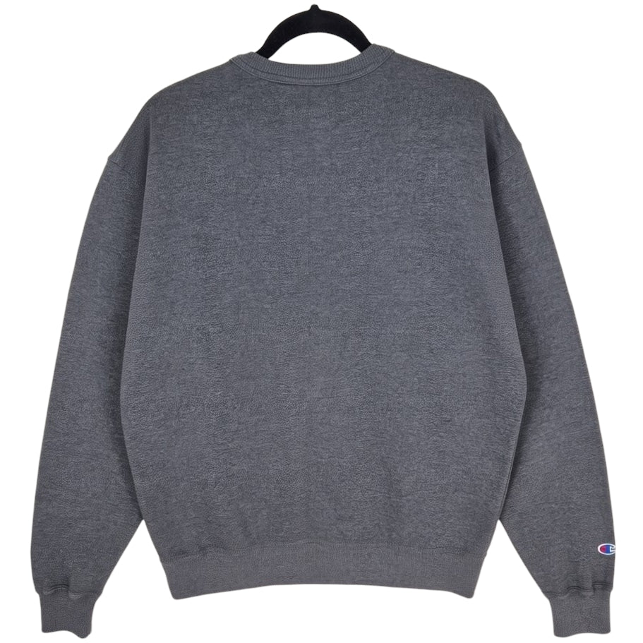 Champion Grey Crewneck Chest Script Sweater Size M